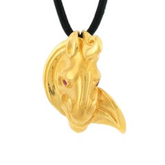 18 Karat Han Horse Pendant with Orange Diamond Eyes by John Landrum Bryant