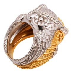 1.21ct Diamonds 18k Yellow and White Gold DOUBLE OWL Ring by John Landrum Bryant
