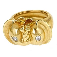 Diamonds 18k Yellow Gold ELEPHANTS IN LOVE Ring by John Landrum Bryant