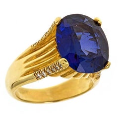 Diamond Faux Sapphire 18k Gold FOUNTAIN Ring by John Landrum Bryant
