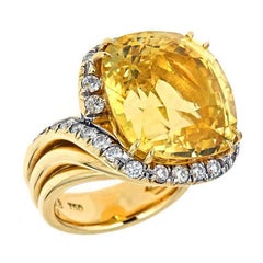 GIA 35.24 Carat Sapphire Diamond 18 Karat Guggenheim Ring by John Landrum Bryant
