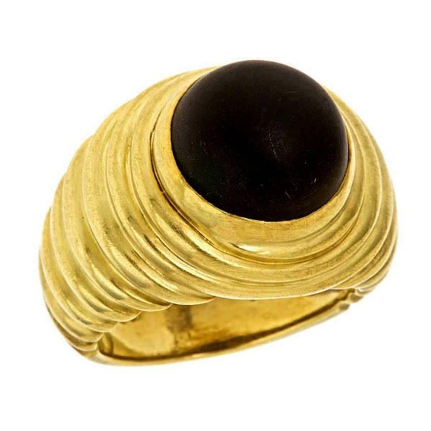 Black Onyx 18 Karat Gold WHIRLPOOL Ring by John Landrum Bryant For Sale