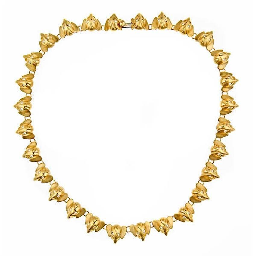 Diamond Eyes 18 Karat Gold Elephant Head Necklace by John Landrum Bryant For Sale