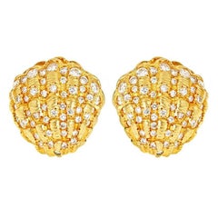 2.3 Carat of Diamonds 18 Karat Gold Clam Shell Earrings by John Landrum Bryant
