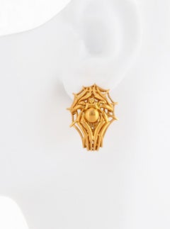 18 Karat Spider and Web Wrap Around Earrings by John Landrum Bryant