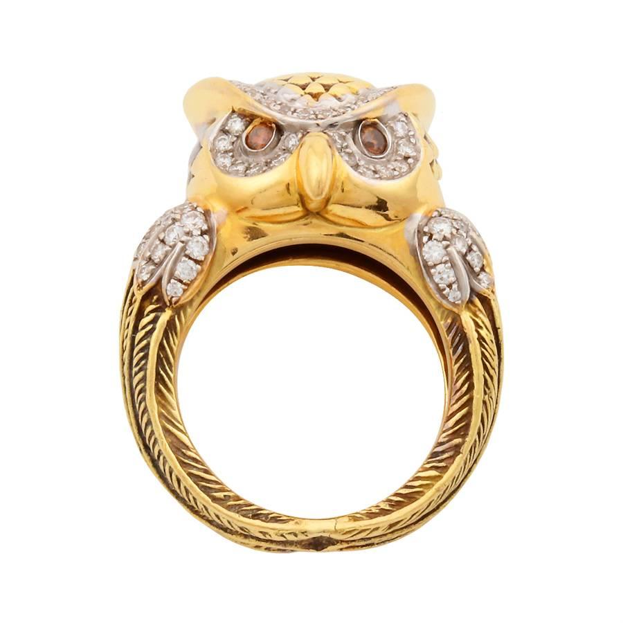 diamond owl ring