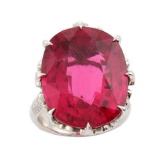 27.57 Carat Mozambique Pink Rubelite Diamond FAN Ring by John Landrum Bryant