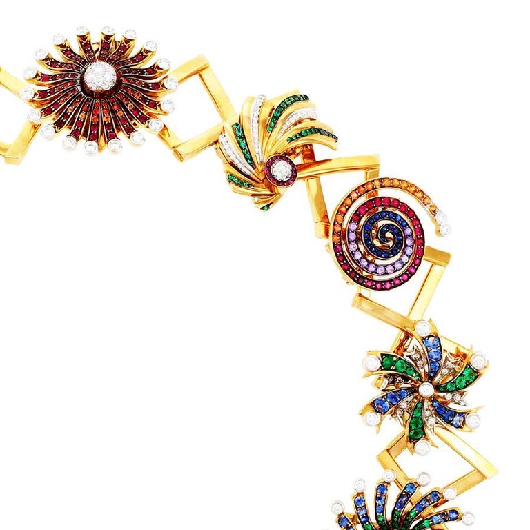 46.82ct Fireworks Necklace 14ct Diamonds 24ct Sapphires 4ct Emeralds