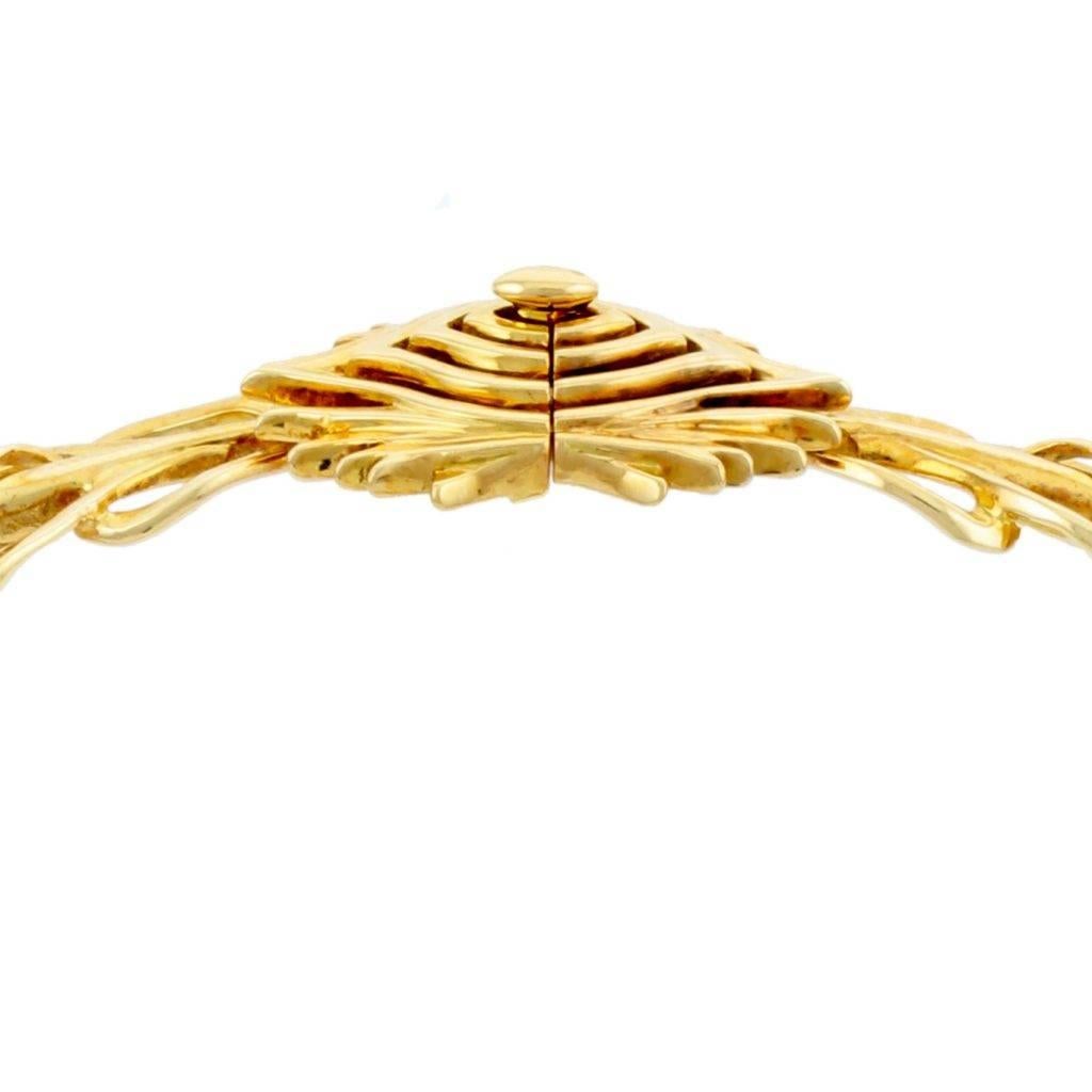 Contemporary 18 Karat Gold Peacock Feather Necklace by John Landrum Bryant For Sale