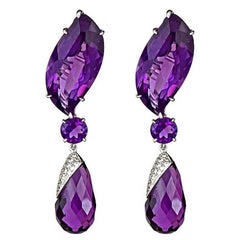 Amethyst 18 Karat White Gold Waterfall Earrings by John Landrum Bryant