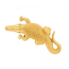 Gold-Plated Bronze Stalking Alligators Belt Buckle by John Landrum Bryant
