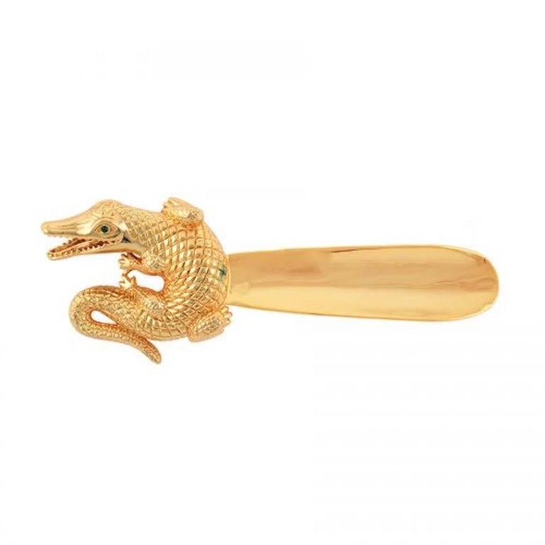 Gold Curled Alligator Shoehorn by John Landrum Bryant