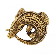 Curled Alligators Bronze Belt Buckle by John Landrum Bryant