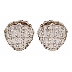 Diamond Platinum CLAM SHELL Earrings by John Landrum Bryant