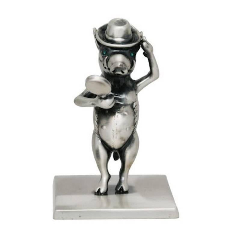 Antique Silver Plated Bronze "The Year Of The Boar" by John Landrum Bryant For Sale