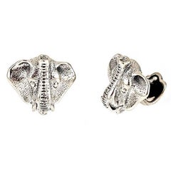 Sterling Silver Elephant Head Cufflinks by John Landrum Bryant