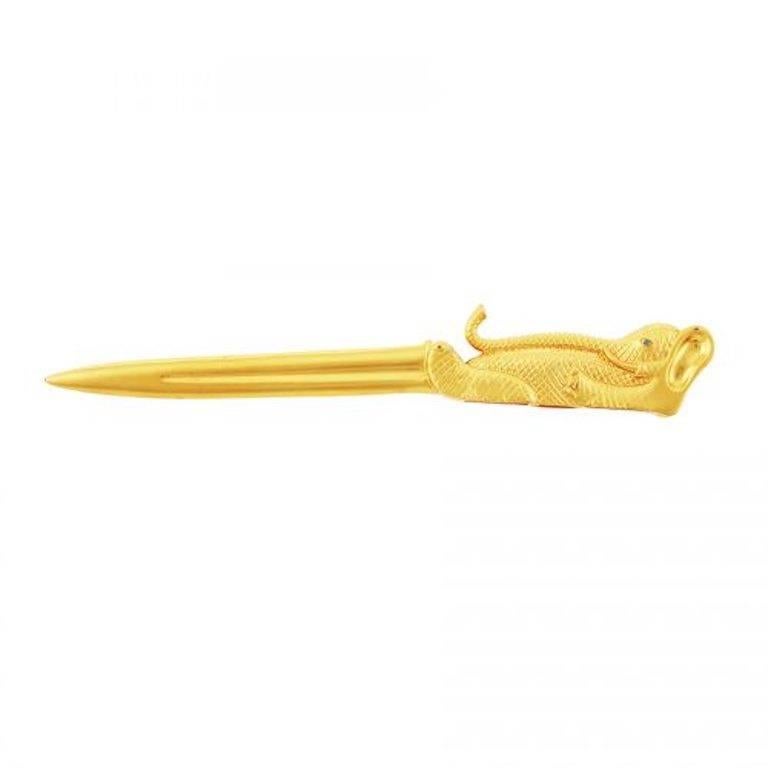 Gold-Plated Reclining Elephant Letter Opener by John Landrum Bryant For Sale
