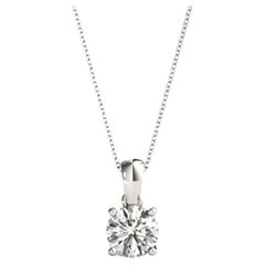 GIA Certified 1 Carat Round Diamond X Basket Yellow Gold Pendant Necklace