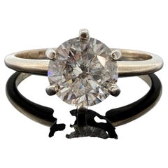 14K Gold Natural 1.27CT Round Brilliant Diamond Solitaire Ring I2, G-H Size 7.25