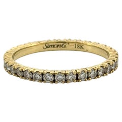 Simon G Anillo de oro amarillo de 18 quilates con banda de eternidad Diamantes naturales redondos .89CTW Sz 7.25