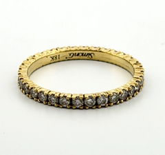 Simon G Anillo de oro amarillo de 18 quilates con banda de eternidad Diamantes naturales redondos .89CTW Sz 7.25