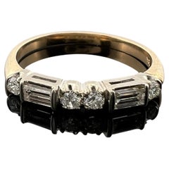 14K Gold Platinum Baguette Diamond Band .25ctw 2g Estate Ring 6.75