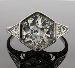 Antique Platinum 1.80ct Old European Cut Diamond Ring Art Deco Size 8