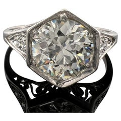 Antique Platinum 1.80ct Old European Cut Diamond Ring Art Deco Size 8