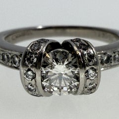 Authentic Tiffany & Co. Platinum Diamond Ribbon Ring 0.41ct F VS1 Size 3.5