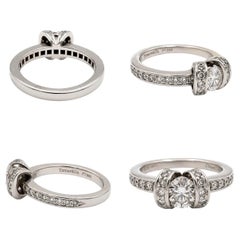 Authentic Tiffany & Co. Platinum Diamond Ribbon Ring 0.41ct F VS1 Size 3.5