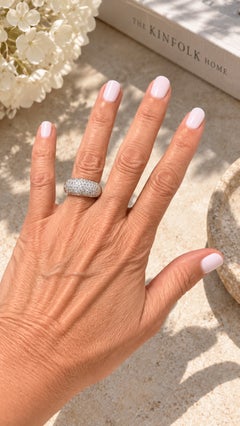 18K White Gold Pavé Diamond Dome Ring, 1.50 Carats