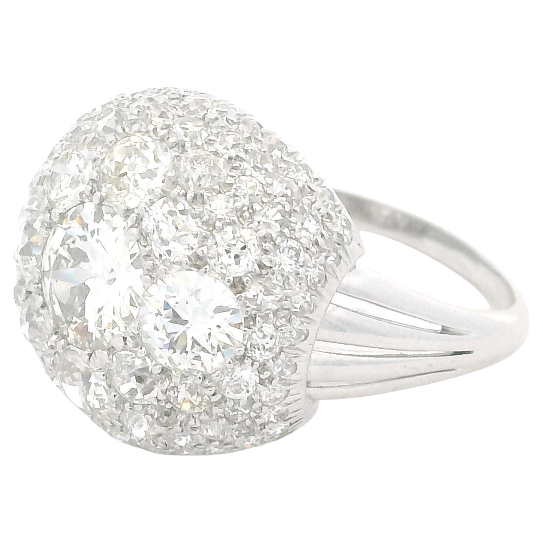 B & Sons Art Deco Platinum IGI Certifed Dimond Ring For Sale