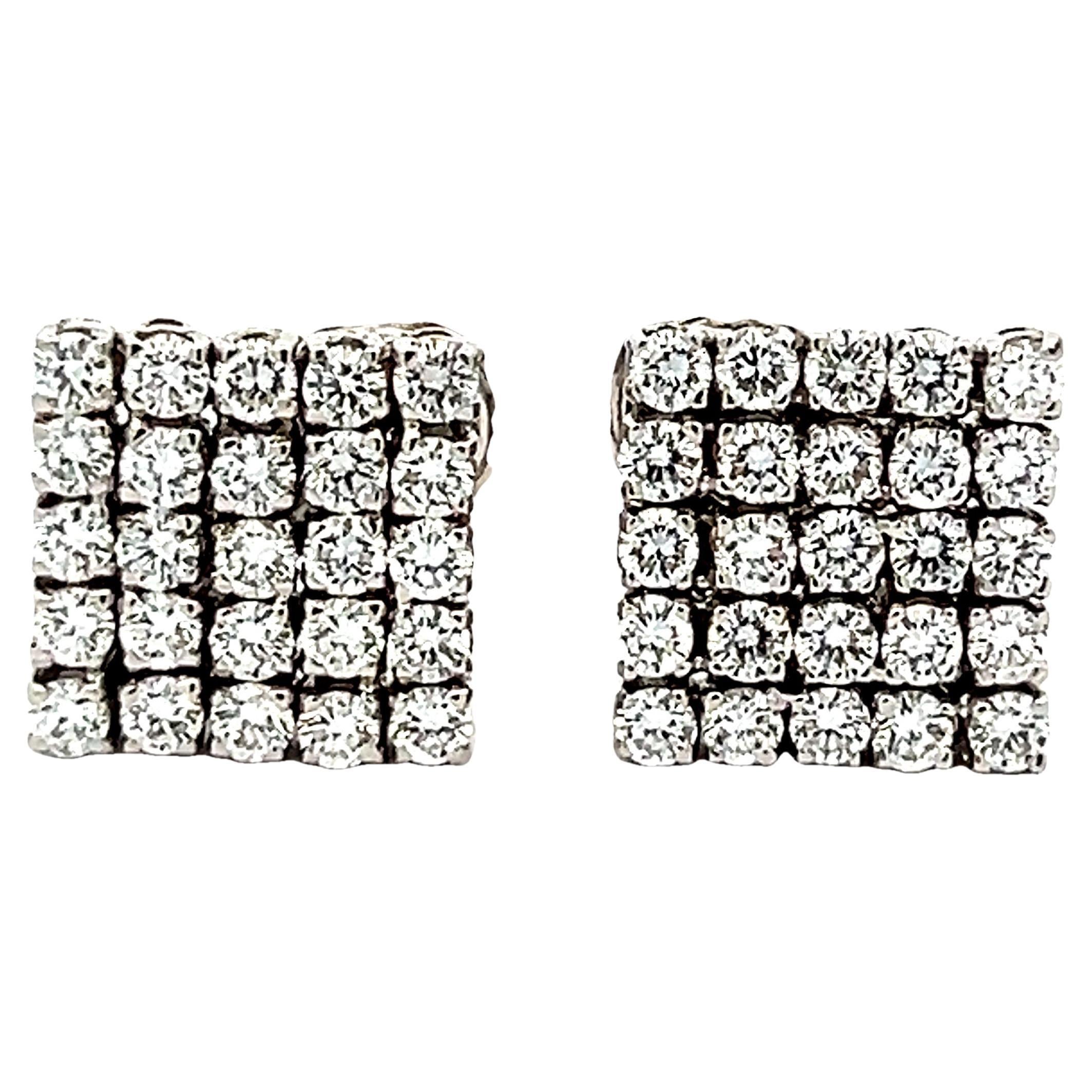 Boucles d'oreilles vintage en or blanc 18K avec diamants, 5 carats