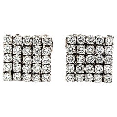 Boucles d'oreilles vintage en or blanc 18K avec diamants, 5 carats