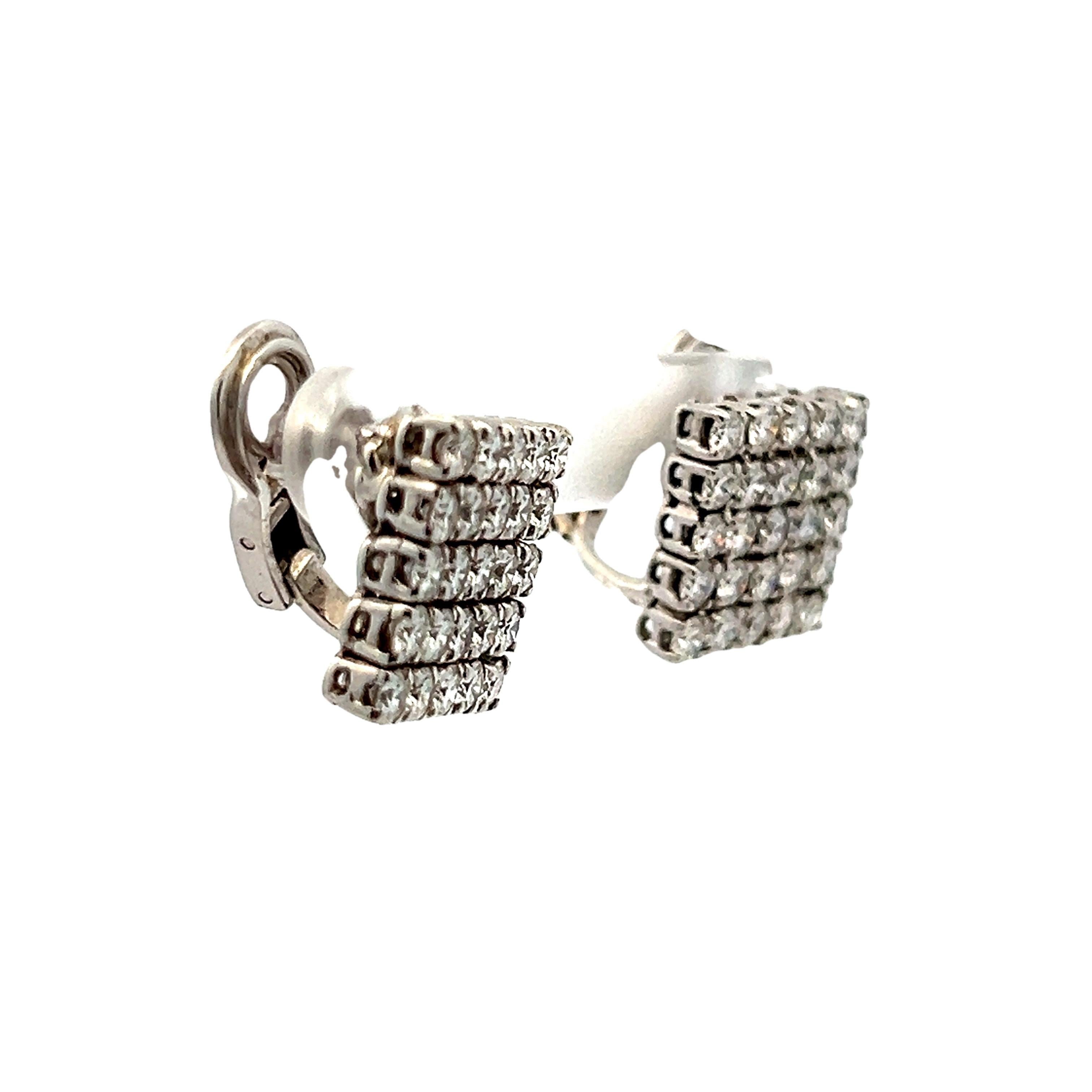 Modernista Orecchini a clip di diamanti d'epoca in oro bianco 18 carati, 5 carati in vendita