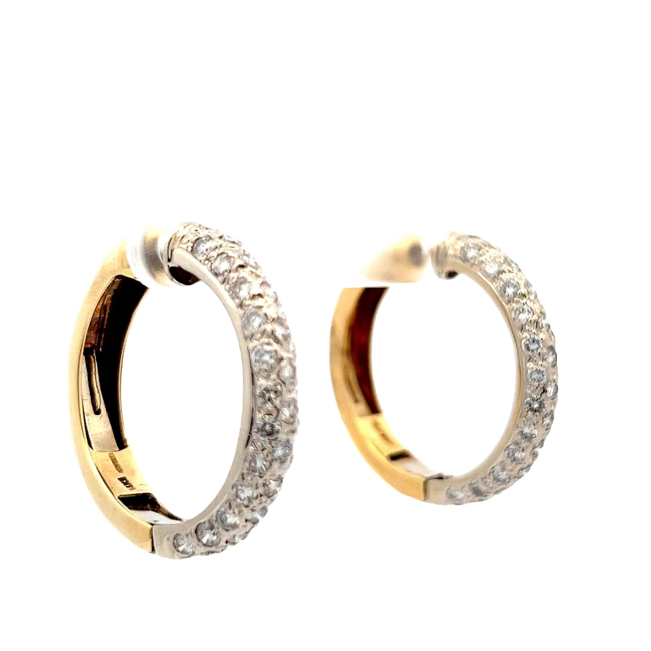 da uomo o donna Perfecta Orecchini a cerchio con diamanti in oro 14K a due tonalità, 3,5 Carati in vendita