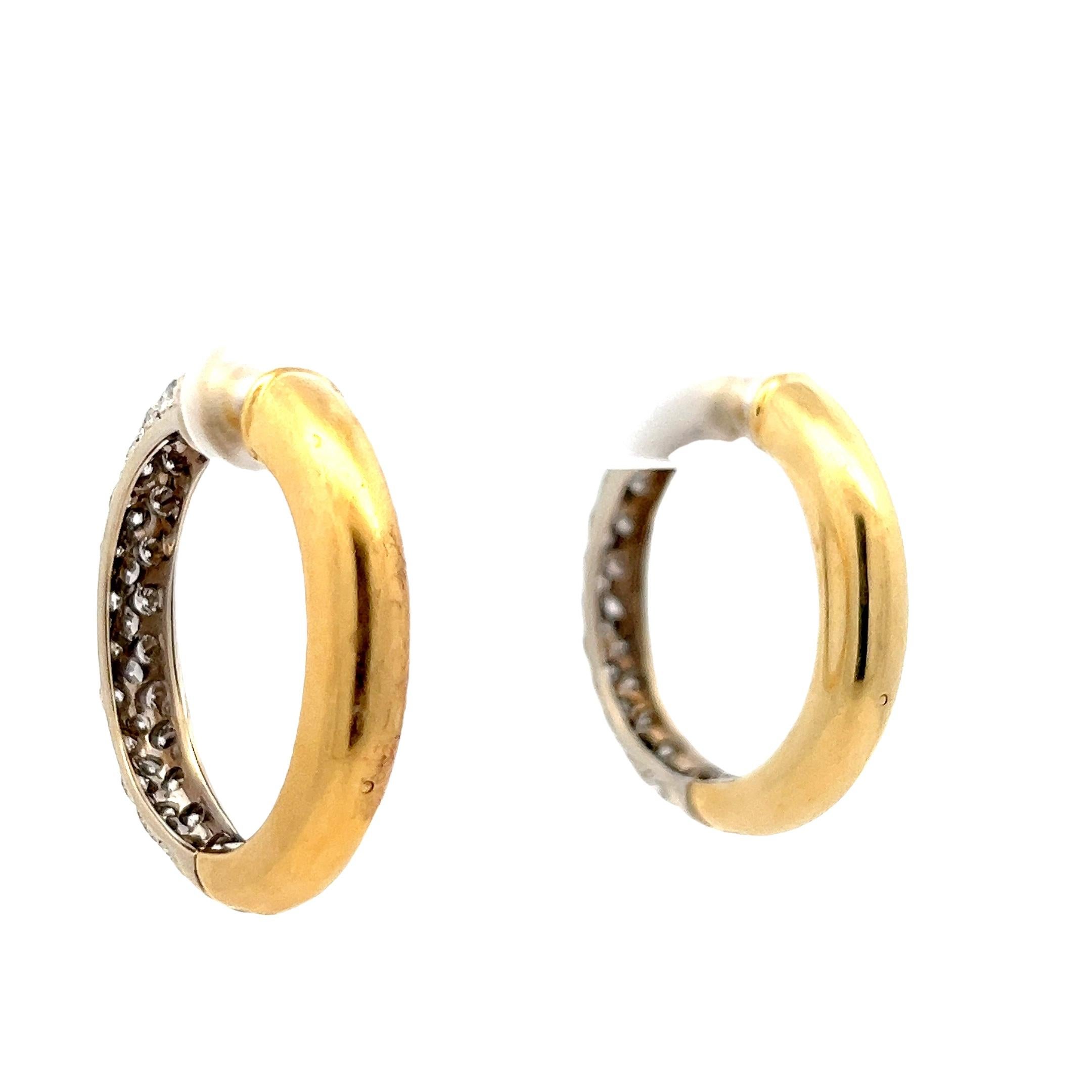 Perfecta Orecchini a cerchio con diamanti in oro 14K a due tonalità, 3,5 Carati in vendita 2