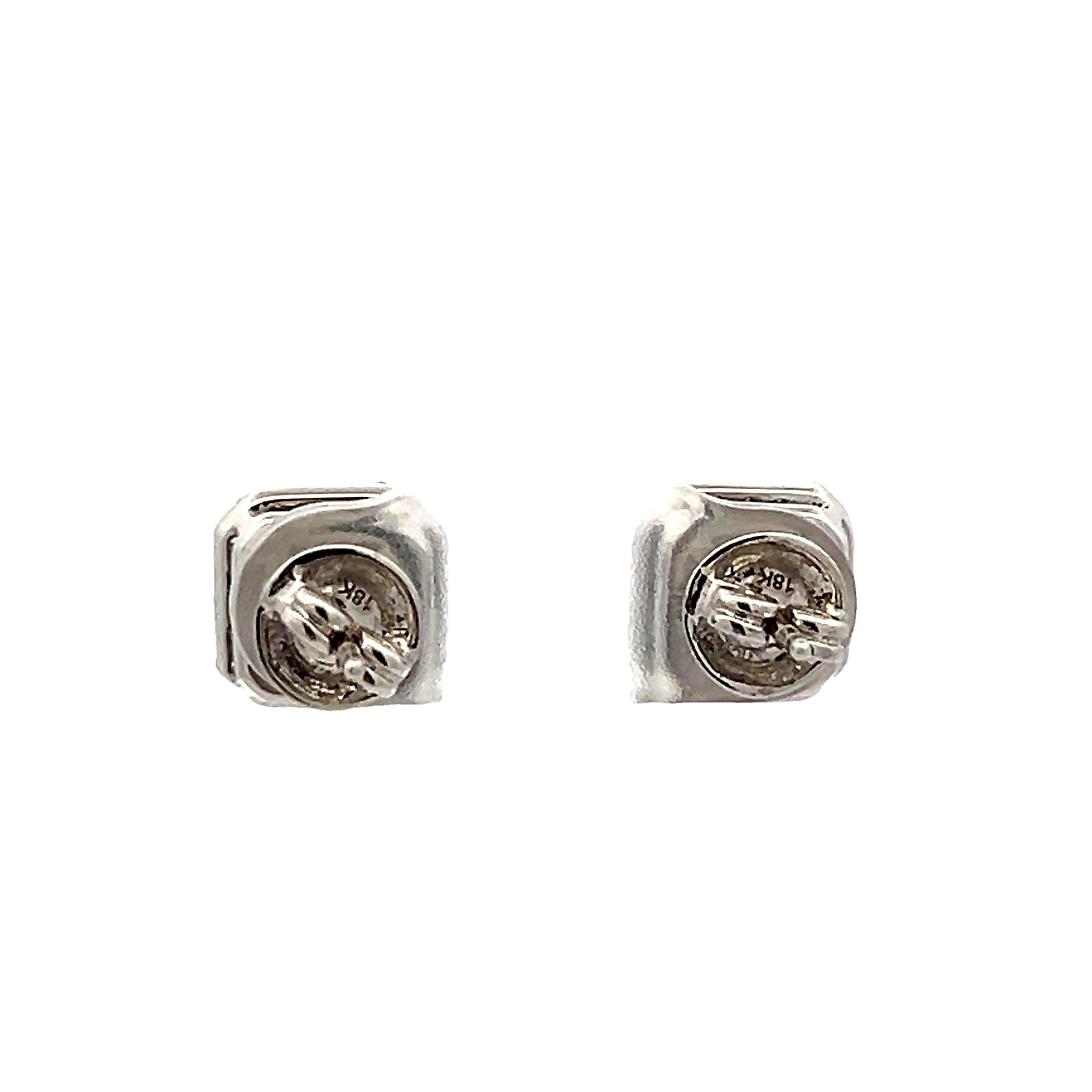 Contemporain Boucles d'oreilles en or blanc 18 carats, diamant carré serti invisible, 2,00 carats en vente