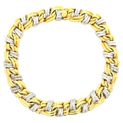 Collana a maglie pesanti in oro giallo e bianco 18 carati con diamante da 5,5 carati