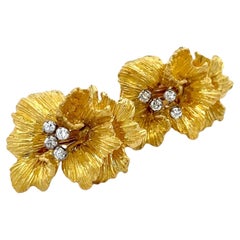 Boucles d'oreilles italiennes en or 18K avec diamants, 1980