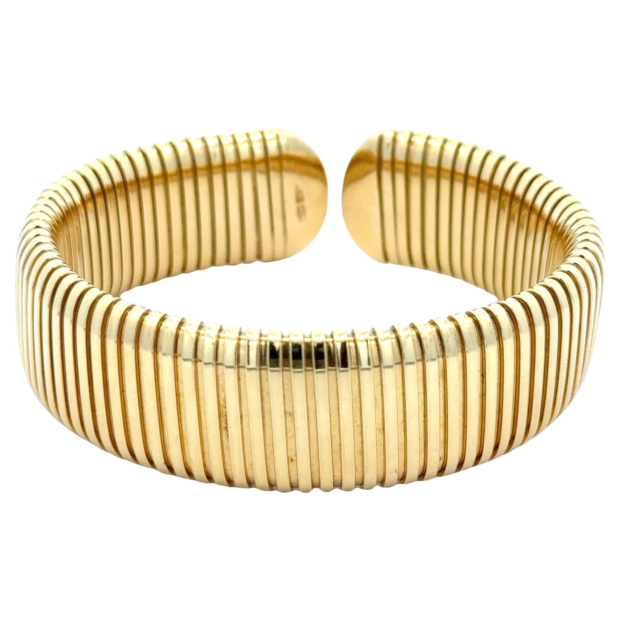 Bracciale Tubogas italiano d'epoca in oro giallo 18 carati, 65 grammi