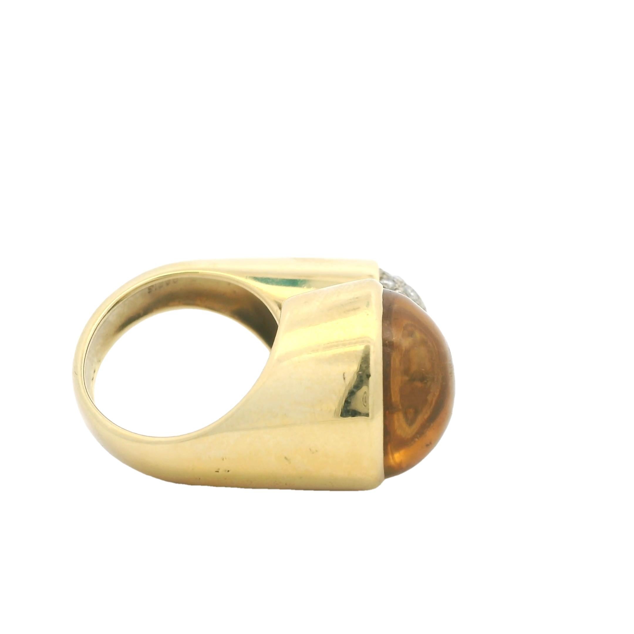 Anello bypass in oro giallo 18 carati con citrino da 3 carati e diamanti da 1,2 carati In condizioni ottime in vendita a Miami, FL