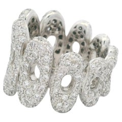 Zeitgenössischer 18K Weißgold Pavé-Diamant Link Band Ring, 3 Karat
