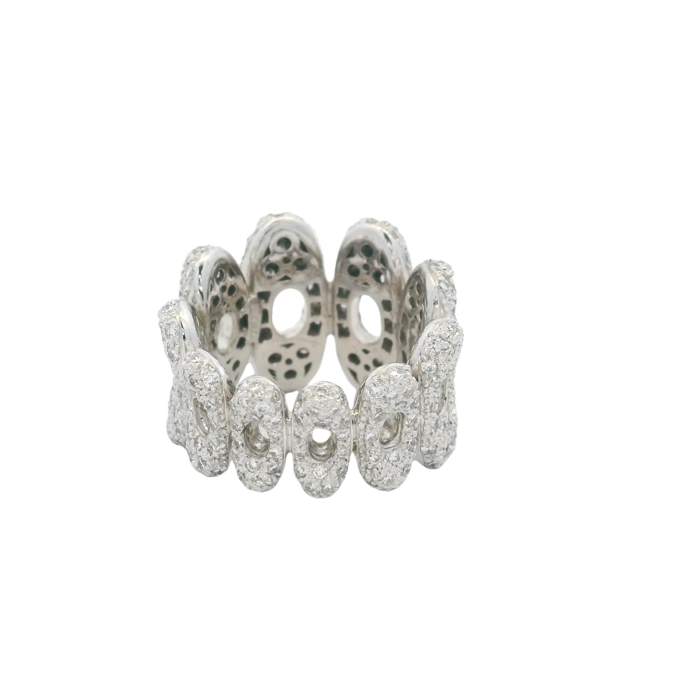 Zeitgenössischer 18K Weißgold Pavé-Diamant Link Band Ring, 3 Karat im Angebot 4