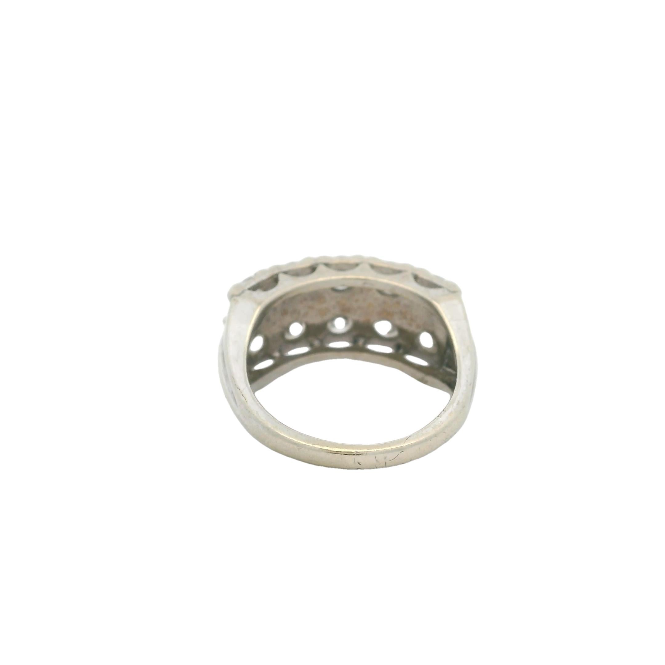 Bague à double rangée de diamants de 2,0 carats en or blanc 14K de style Mid-Century en vente 3