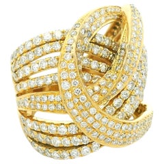 Anillo Ondulado Contemporáneo de Oro de 18 K con Pavé de Diamantes de 5,00 ct