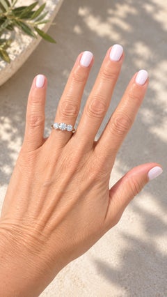 Mid-Century Jabel 14K Two-Tone Three-Stone Diamond Ring (1.20 Carat Total)