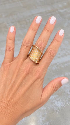 Leo Pizzo 18K Rose Gold Wide Diamond Constellation Ring, Italian, c. 1995