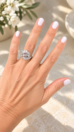 1940s Mid-Century Platinum Diamond Spray Ring, Attributed to Frederick Fink