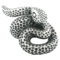 Sculptural Sterling Silver Serpent Ring, Attributed to Italy, Late 20th Century